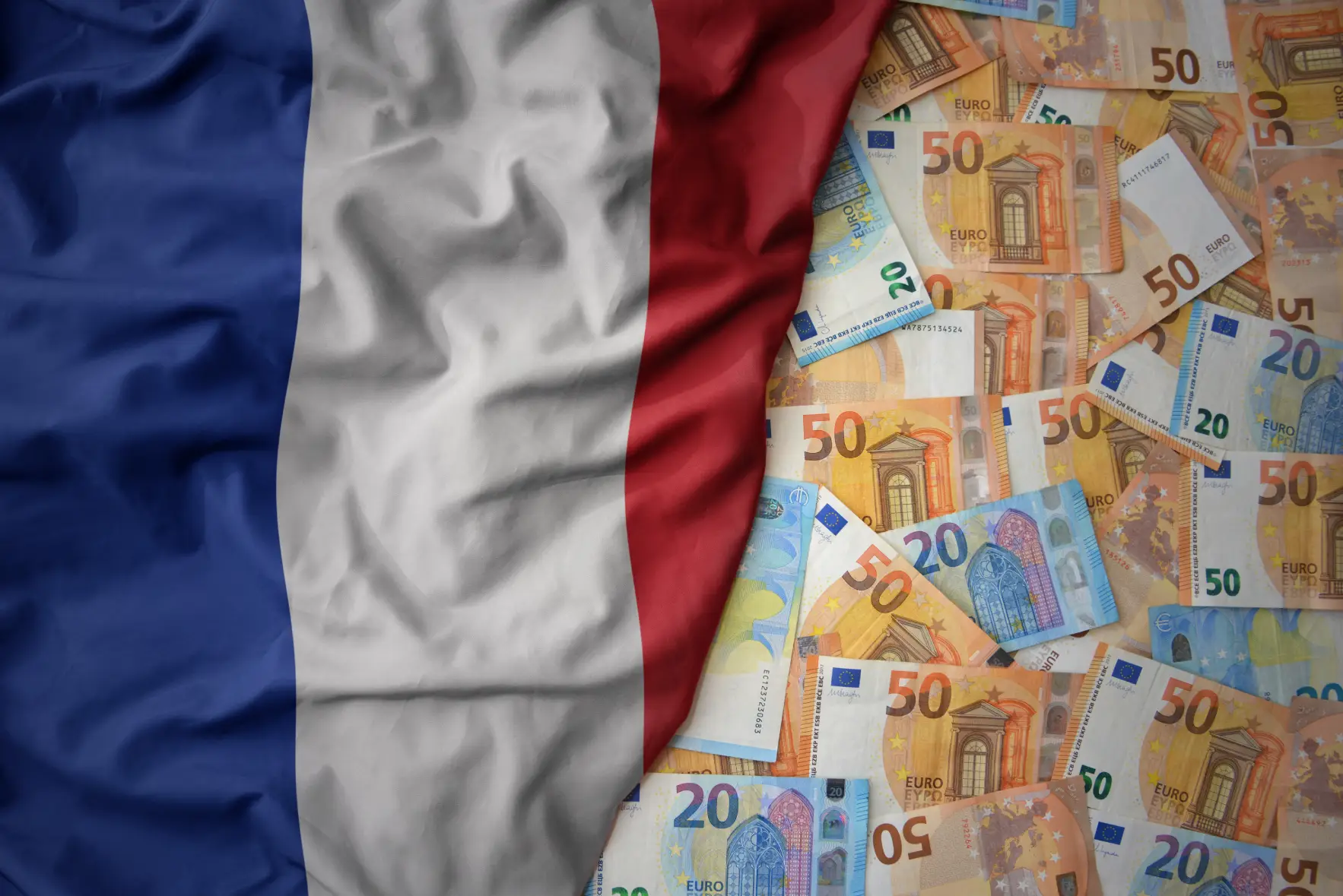 Image of the French flag and money