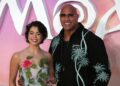 Auli'i Cravalho and Dwayne Johnson pose together at the "Moana 2" UK Premiere at Cineworld Leicester Square in London, November 24, 2024.