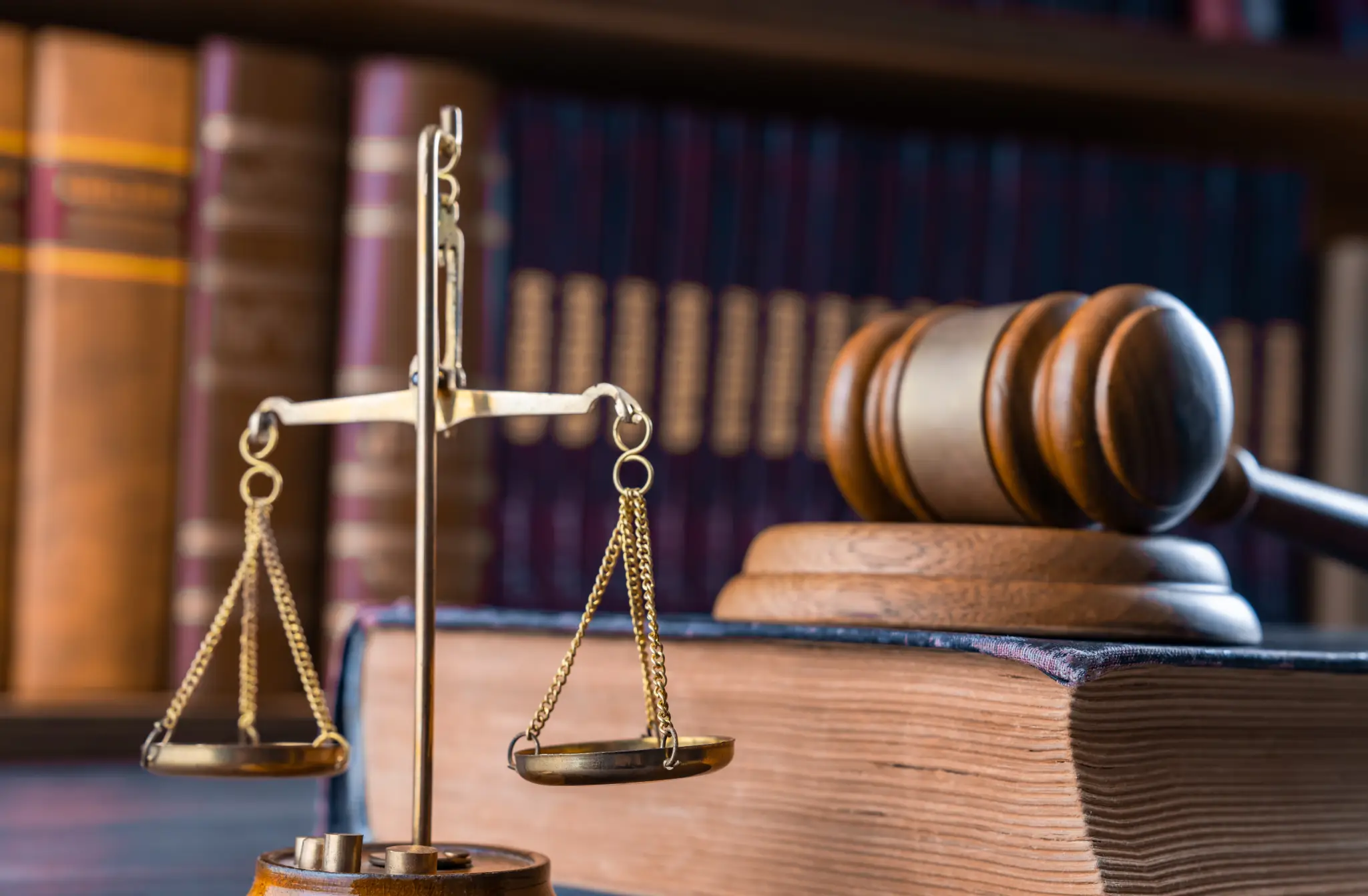 Stock image of court gavel and law books