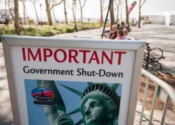 Government shutdown notice outside of a national park