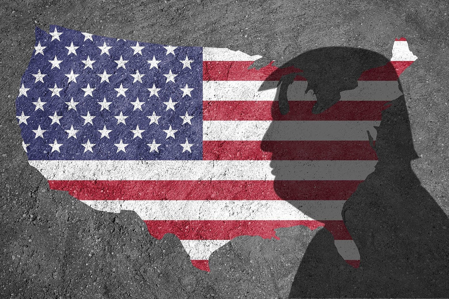 Shadow of Trump over U.S. flag