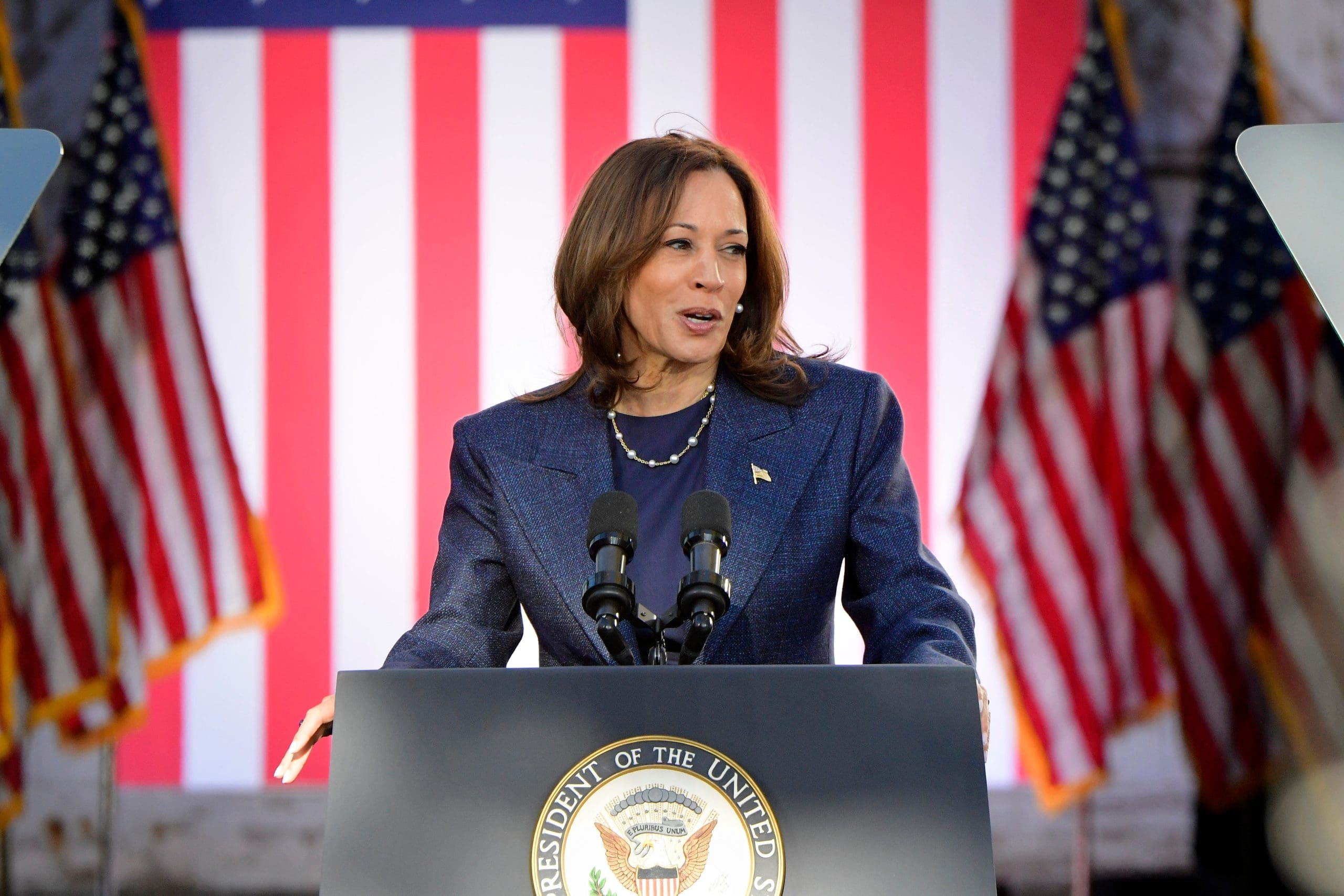Kamala Harris giving a speech